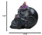 Macabre Wicca Magic Purple Hues Crystals Black Cranium Skull Figurine