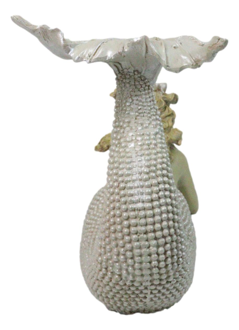 Nautical Marine Vintaged Pearly Mermaid Lying On Belly Daydreaming Figurine 13"L