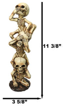 See Hear Speak No Evil Skeleton Figurine Stacked Acrobatic Gothic Wise Skeletons