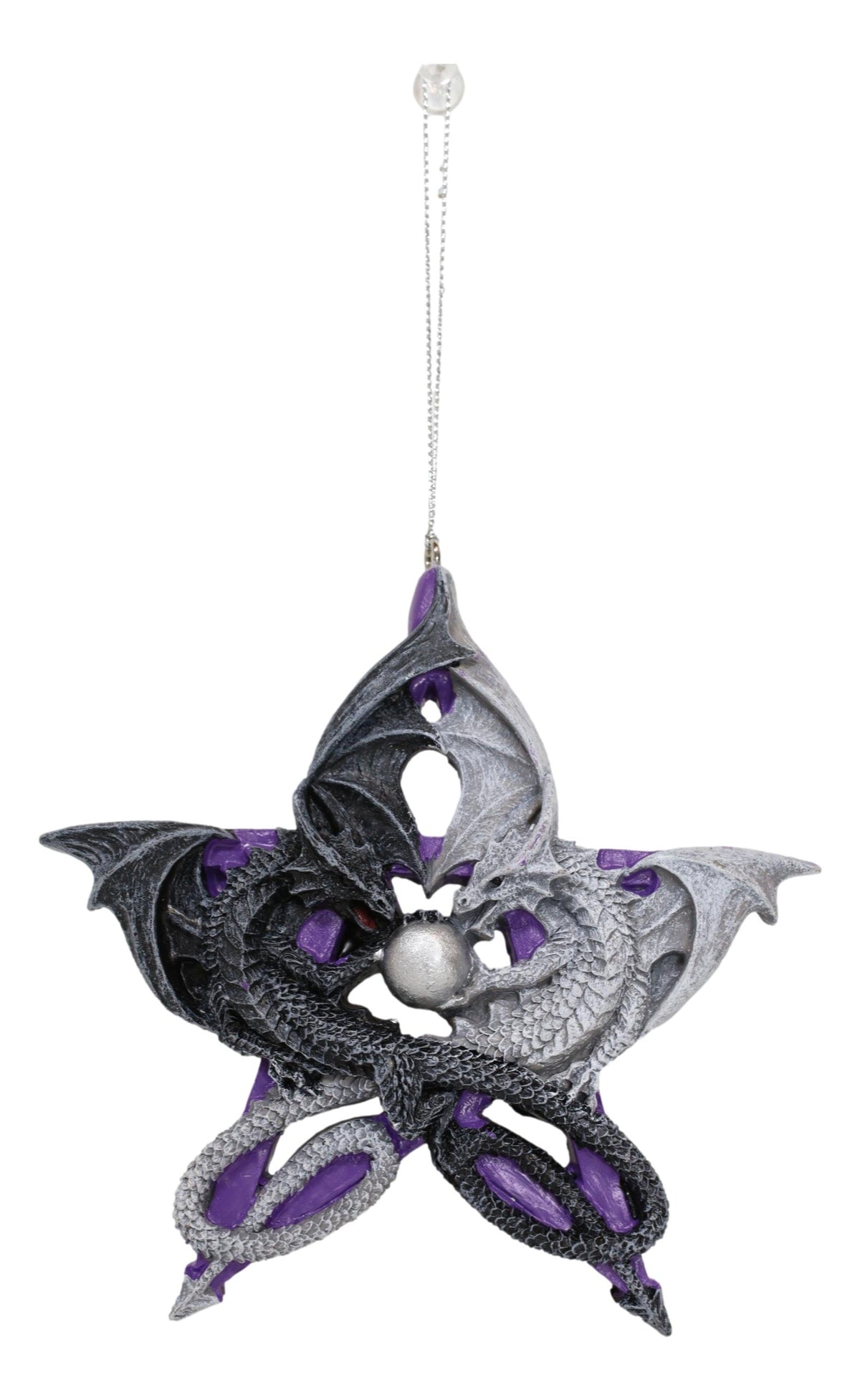 Anne Stokes Fantasy Pentagram Yin Yang Dragons Tree Hanging Ornament Figurine