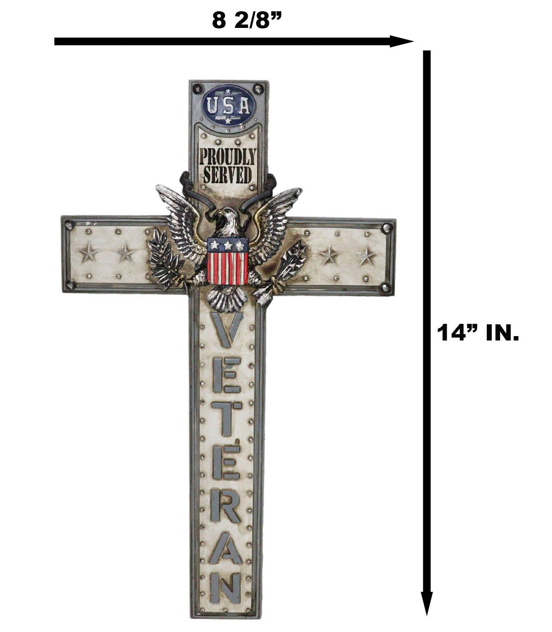 Western USA Proudly Served Flag American Great Seal Eagle Veteran Wall Cross - Ebros Gift