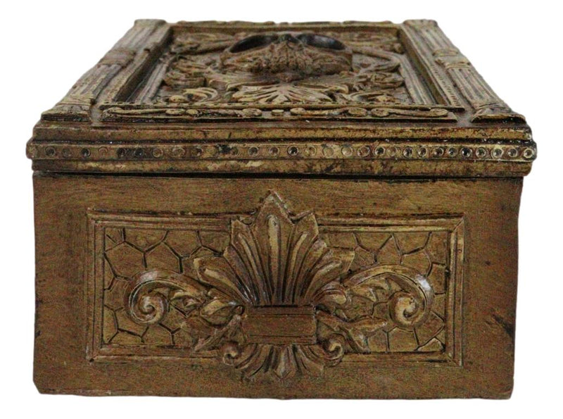 Rustic Bronzed Tooled Floral Mayan Aztec Skull Wicca Tarot Cards Decorative Box