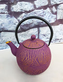 Spherical Purple With Gold Yarn Tetsubin Medium Cast Iron Teapot 28oz Tea Pot