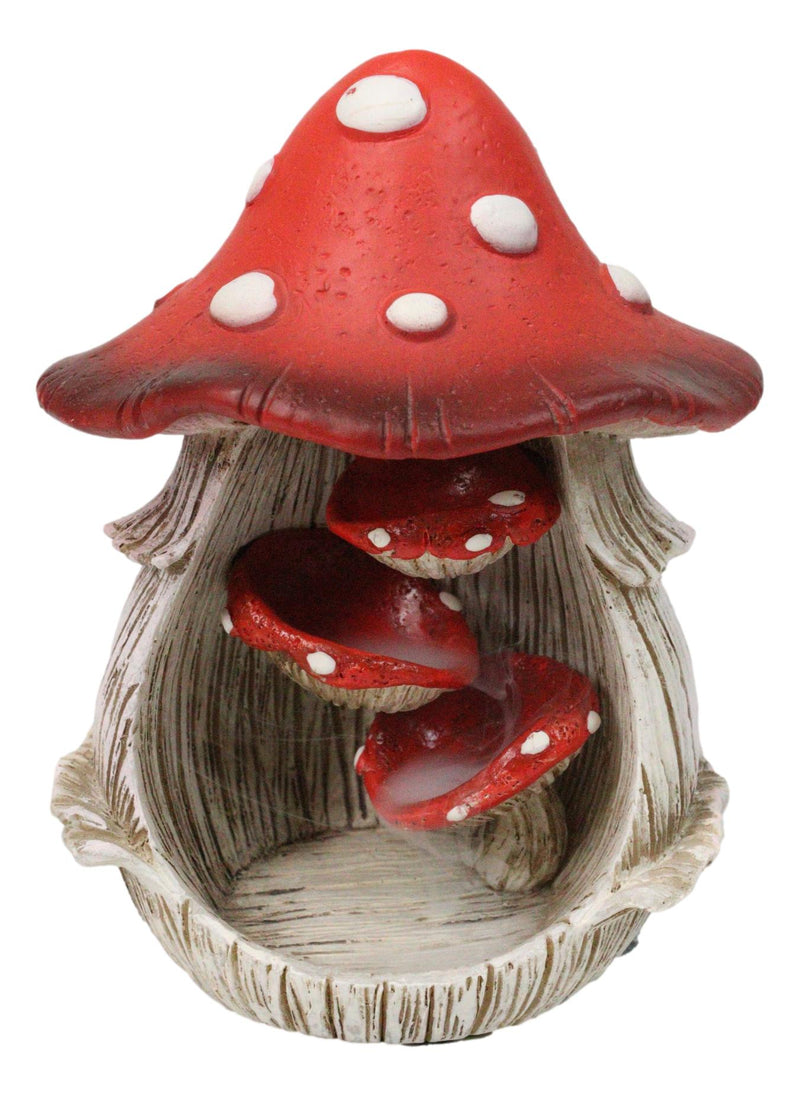 Fairy Garden Red Spotted Toadstool Mushroom Cottage Backflow Incense Burner