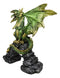 Green And Gold Scales Behemoth Dragon Perching On Ancient Rock Arch Figurine