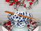 Ebros Japanese Vintage Floral Blue White Design Ceramic Bowl Set of 2 With Chopsticks