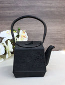Black Traditional Square Tetsubin Medium Cast Iron Teapot 28oz Tea Pot W/ Handle