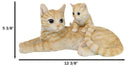 Realistic Curious Feline Orange Tabby Cat Mother with Cute Kitten Figurine 12"L