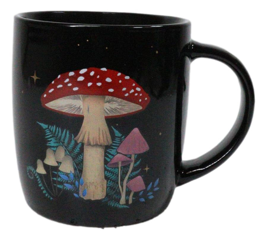 Wiccan Dark Forest Toadstool Mushroom Double Wall Ceramic Coffee Mug 13 Oz