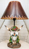 Rustic Western Cow Skull With Floral Succulents Feathers And Cactus Table Lamp