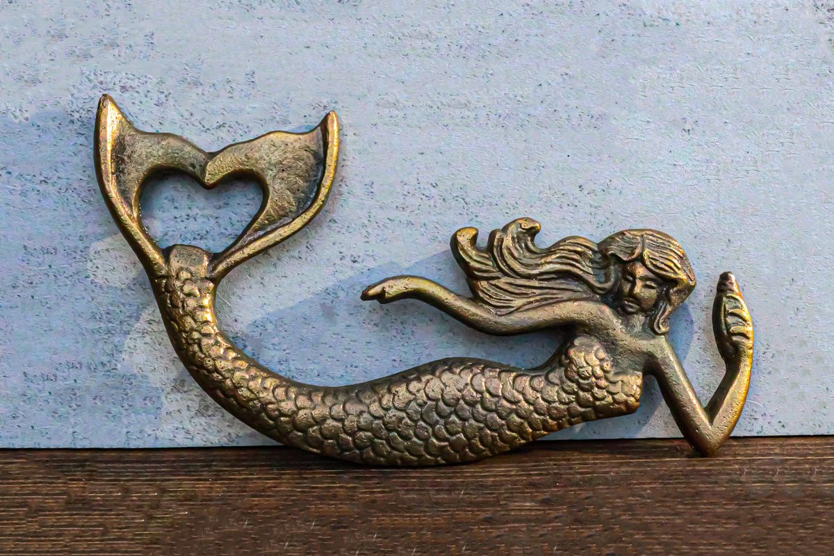 Rustic Cast Iron Metal Sea Coastal Siren Mermaid Hand Beer Bottle Cap Opener