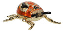 Orange Ladybird Beetle Ladybug Pewter Austrian Crystals Trinket Jewelry Box