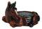 Rustic Western Brown Chestnut Horse Coaster Holder with Horseshoe Coasters Set