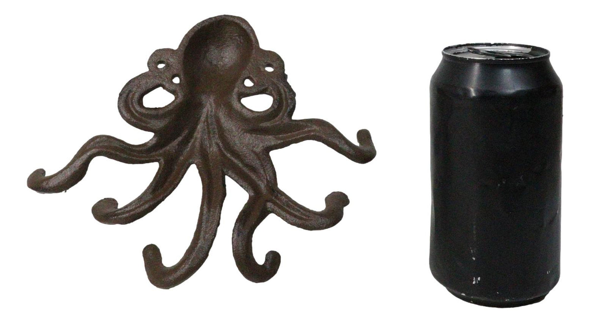 Rustic Cast Iron Nautical Sea Octopus Cthulhu 6 Pegs Tentacles Wall Hook Decor