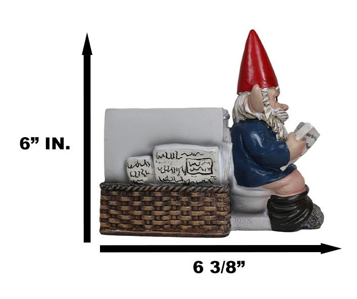 Constipated Mr Gnome With Pants Down By Toilet Bowl Stationery Holder Figurine