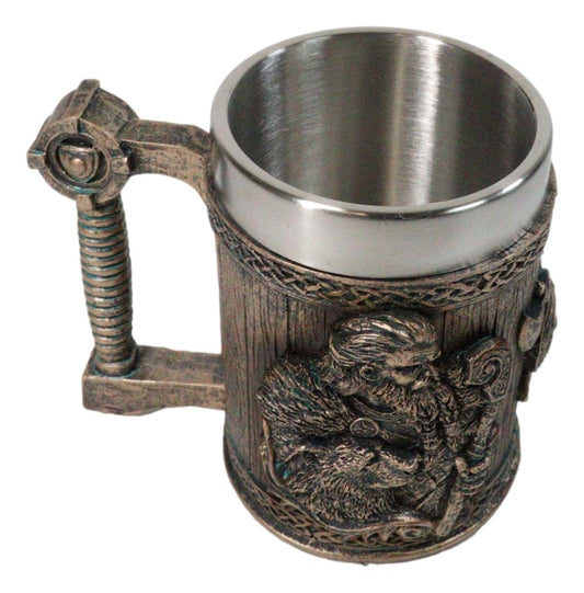 Norse Viking Berserker Warrior With Wolf Shield And Axe Coffee Tankard Mug 16oz