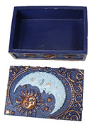Celestial Sun Belenos & Moon Luna Blue Decorative Jewelry Keepsake Trinket Box