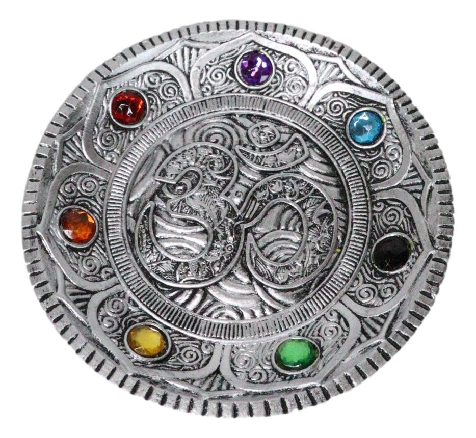 Feng Shui Buddha Ohm Symbol Lotus Mandala With 7 Chakra Gems Incense Burner - Ebros Gift