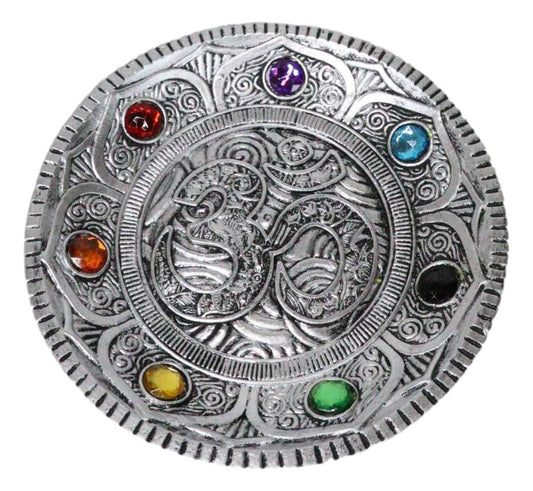 Feng Shui Buddha Ohm Symbol Lotus Mandala With 7 Chakra Gems Incense Burner - Ebros Gift