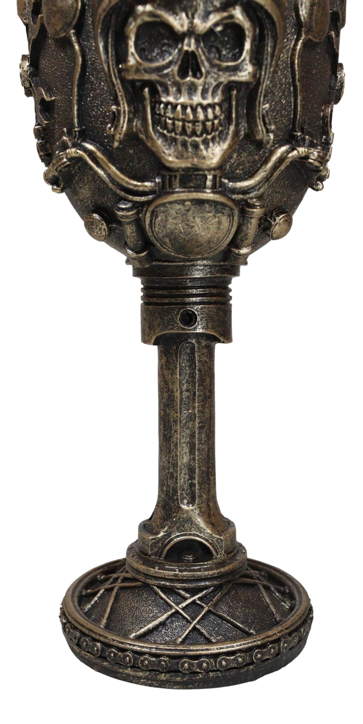 Mechanics Engineering Motohead Aviator Pilot Skeleton Cranium Skull Wine Goblet - Ebros Gift