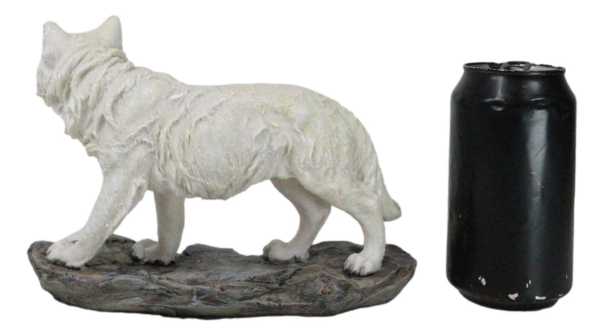 Woodlands Winter Hunter Tundra Snow White Albino Wolf On The Prowl Figurine