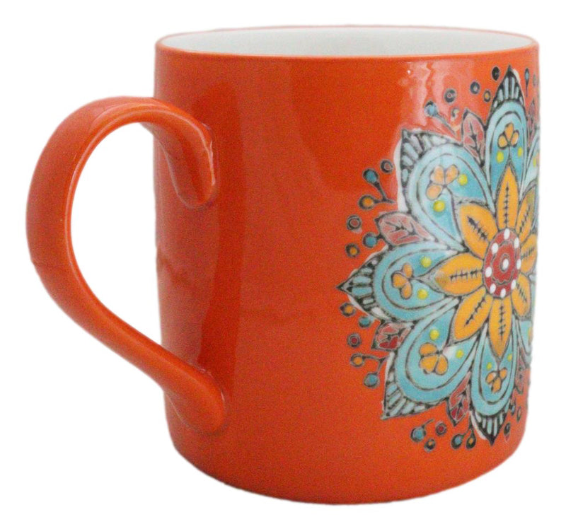 Orange Svadhishthana Sacral Chakra Zen Flower Of Life Mandala Circle Ceramic Mug