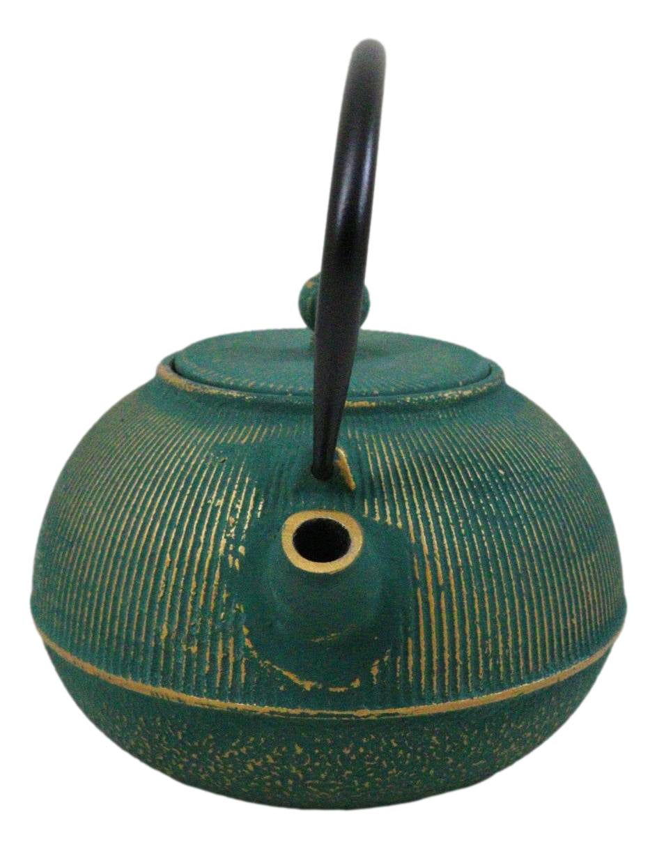 Tokusa Green And Gold Gradient Cast Iron Tetsubin Teapot With Enamel Liner