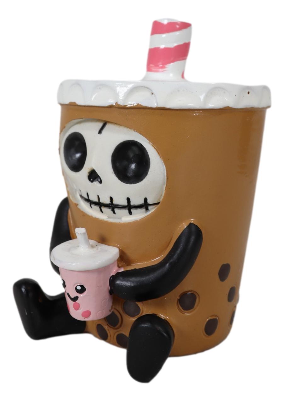 Furrybones Bobby The Bubble Tea Drink Boba Pearls Skeleton Furry Bone Figurine - Ebros Gift