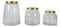 Set of 3 Clear Glass Canister Make Up Seashells Sand Storage Jars With Gold Lids