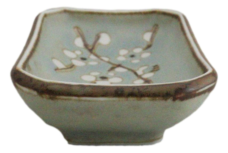 Set Of 6 Japanese Soushun Sakura Porcelain Soy Sauce Rectangular Dipping Bowls