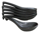 Pack of 6 Black Tetsu Kesho Ceramic Asian Soup Spoons With Hook Ends 5.75"L