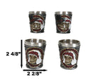 Set Of 4 Love Never Dies Wedding Couple Skulls With Red Roses Shot Glasses