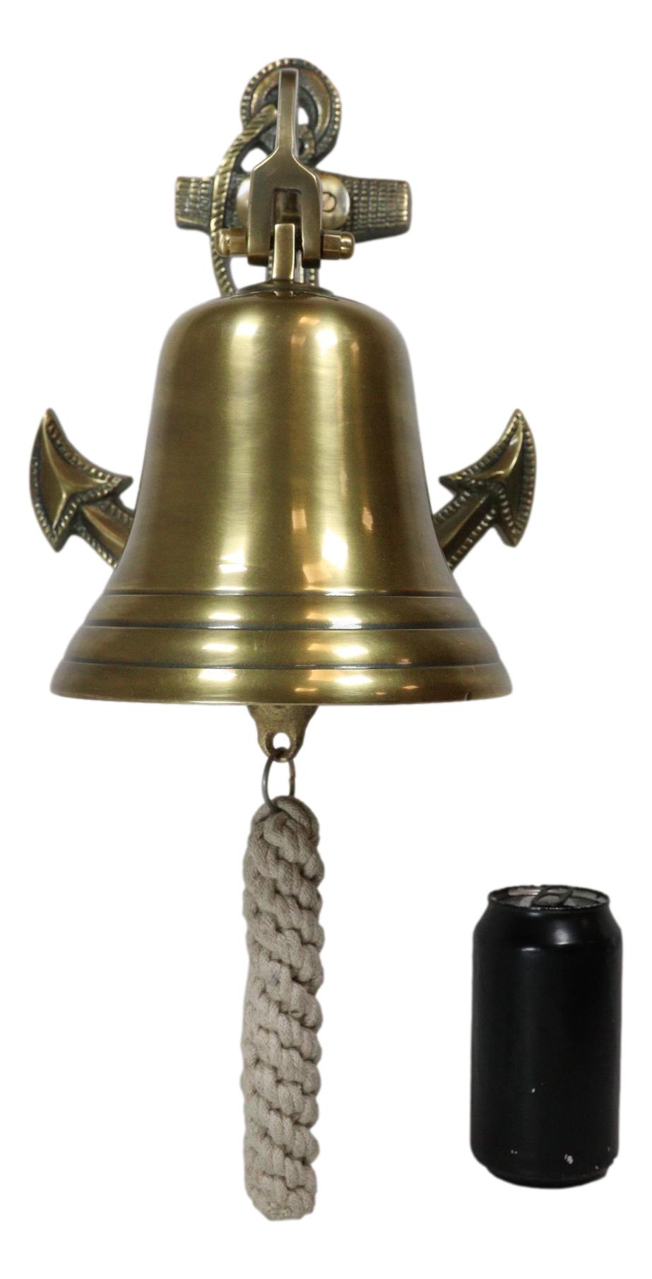 Aluminum Brass Plated Nautical Marine Fouled Anchor Door Wall Dinner Yard Bell