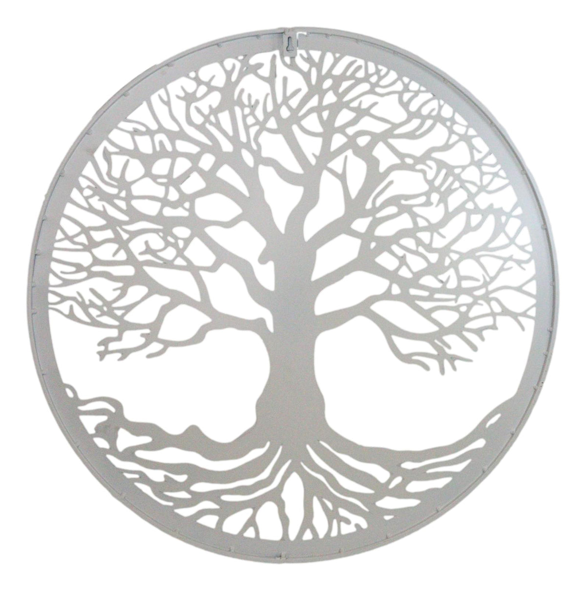 White 23"D Oversized Celtic Tree of Life Medallion Metal Wall Circle Plaque