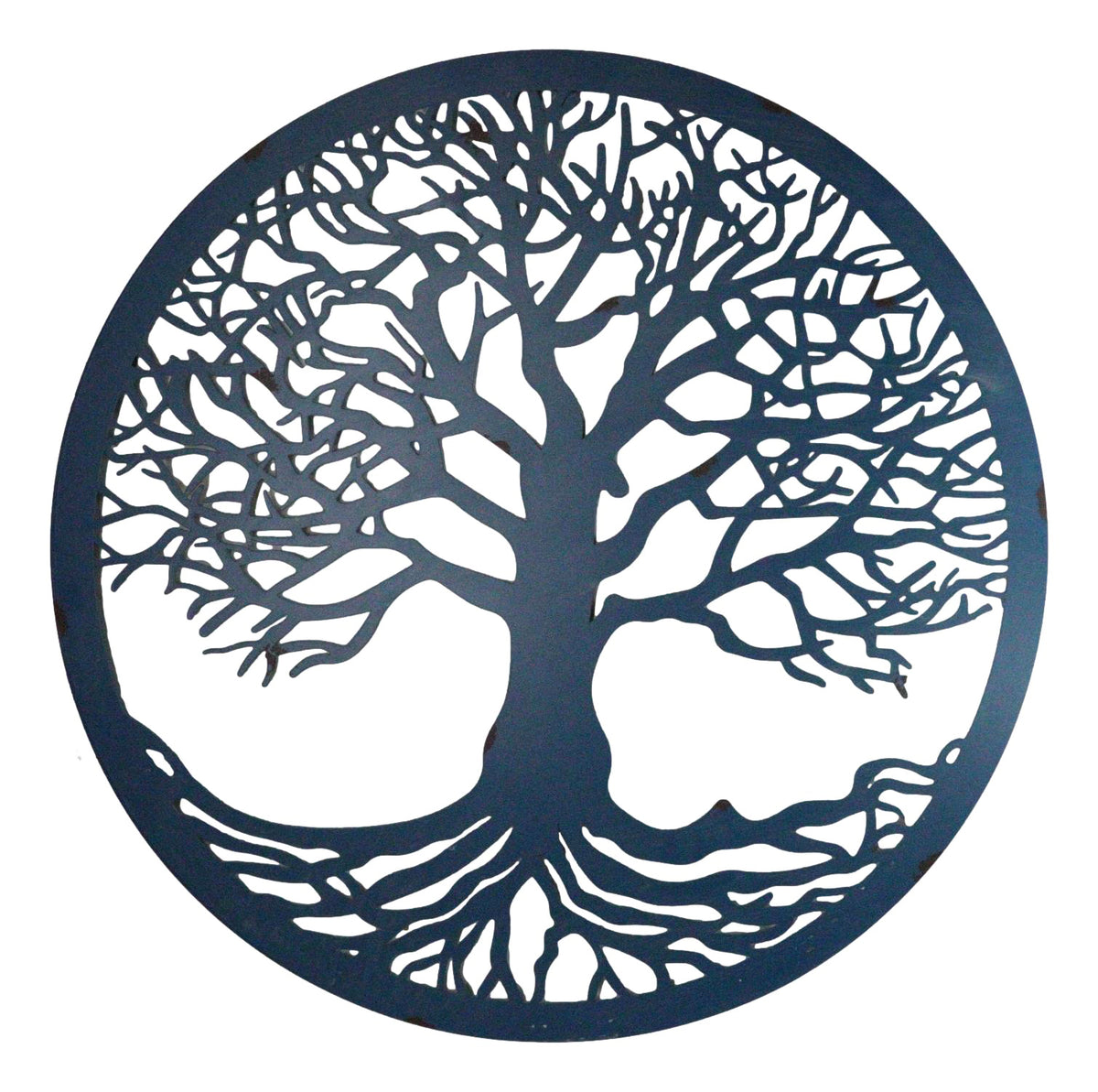 Blue 23"D Oversized Round Celtic Tree of Life Medallion Metal Wall Circle Plaque