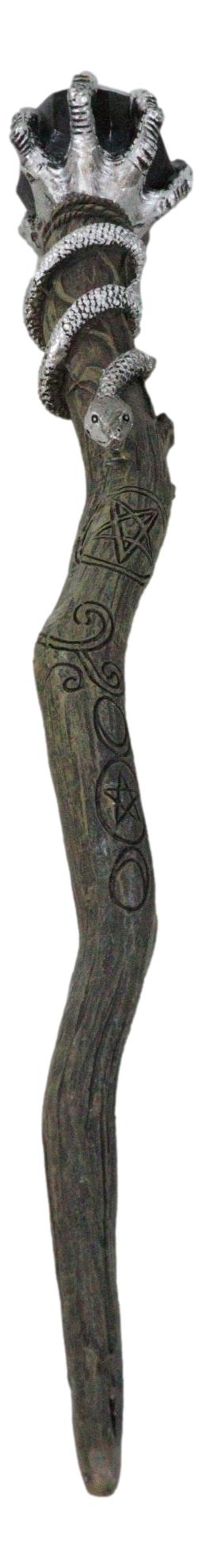 Silver Skeletal Hands Black Magic Stone Cosplay Wand 13" Accessory Costume Prop