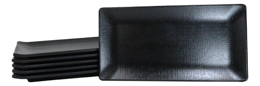 Pack Of 6 Black Silk Melamine Rectangular Sushi Entree Serving Platters 12" L