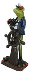 Marine Bon Voyage Sailor Captain Frog Holding Wheel Helm and Binoculars Figurine