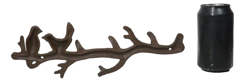 Rustic Cast Iron 2 Lovebirds On Tree Branch Multi Points Wall Hooks 12.5" Long