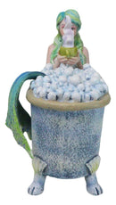 Amy Brown Aquamarine Pretty Mermaid Relaxing And Bubble Bathing in Tub Figurine