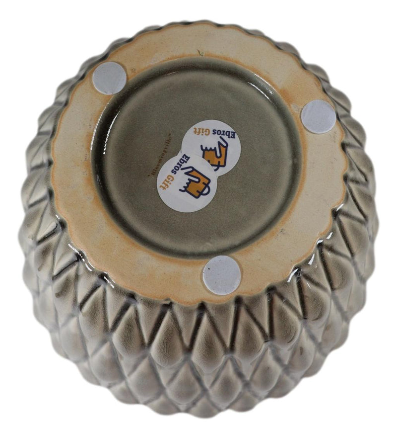 Glazed Pottery Ceramic Diamond Pattern Floral Grey Vase Planter Pot Gardening