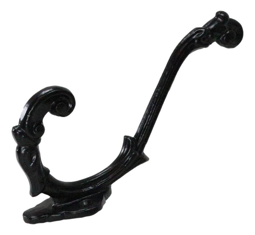 Set Of 4 Forged Cast Iron Black French Scroll Art Double Hooks Wall Coat Hangers