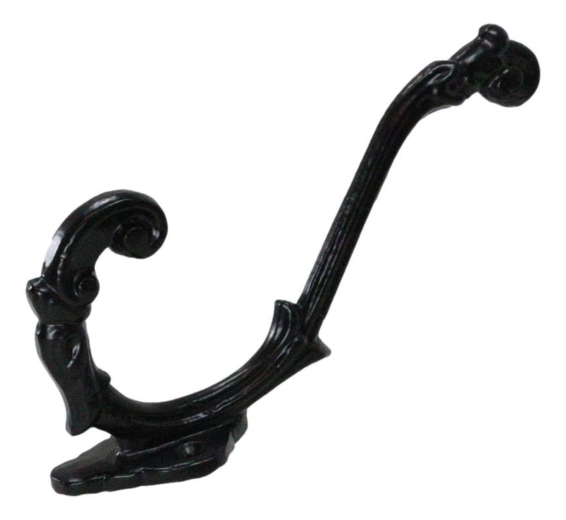 Set Of 3 Forged Cast Iron Black French Scroll Art Double Hooks Wall Coat Hangers