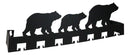 Rustic Western Black Bear Family Multi Pegs Metal Wall Key Hooks Decor Plaque