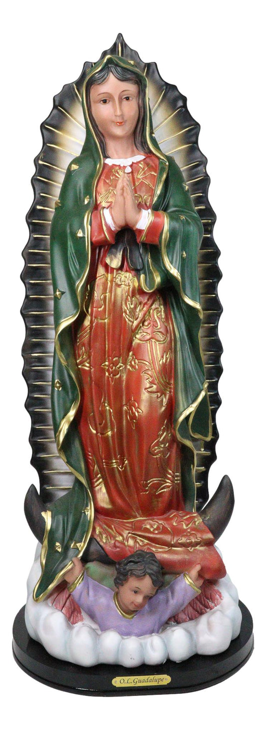 Blessed Virgin Our Lady of Guadalupe Statue with Brass Name Plate Base 24" Tall