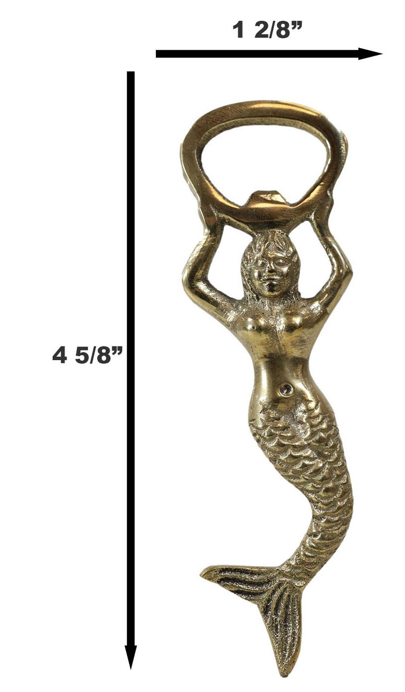 Pack Of 2 Brass Golden Nautical Marine Siren Mermaid Beer Bottle Hand Opener