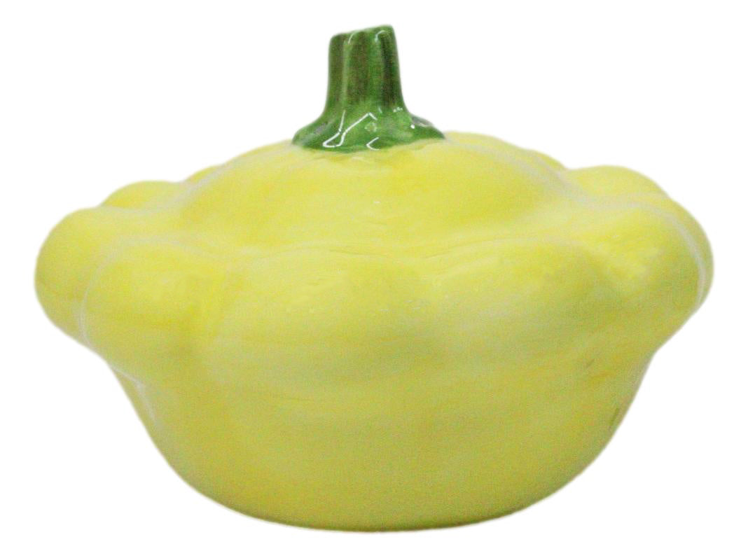 Ceramic Autumn Festive Yellow And Green Squash Salt And Pepper Shakers Set - Ebros Gift