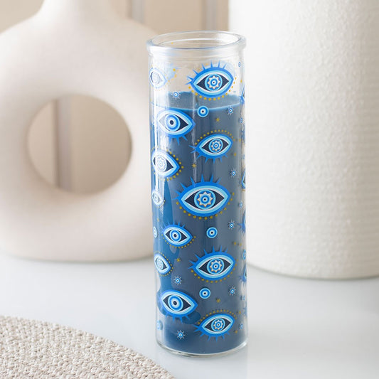Ebros Wicca All Seeing Eye White Rose Scented Candle in Glass Tube 8.25 Inch