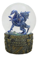 Legends Fantasy Blue Midnight Dragon Water Globe With Glitters Figurine 100mm