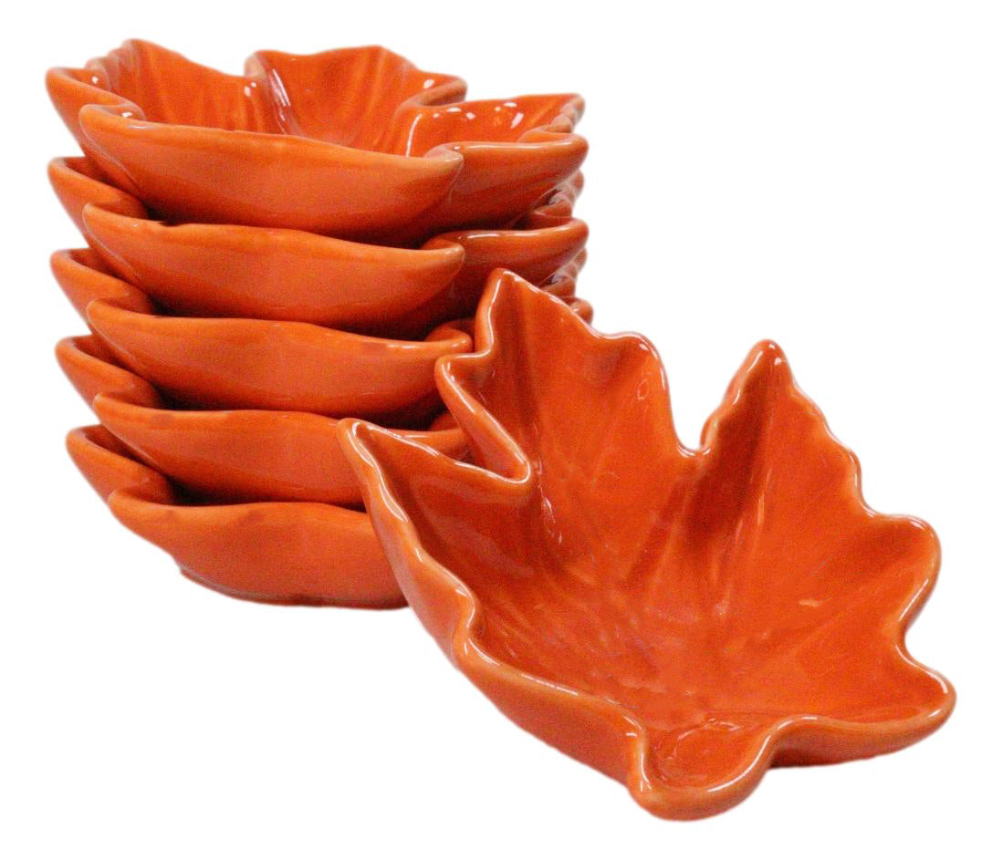 Orange Momiji Maple Leaf Porcelain Condiment Sauce Dishes Or Bowls 2oz Set of 6